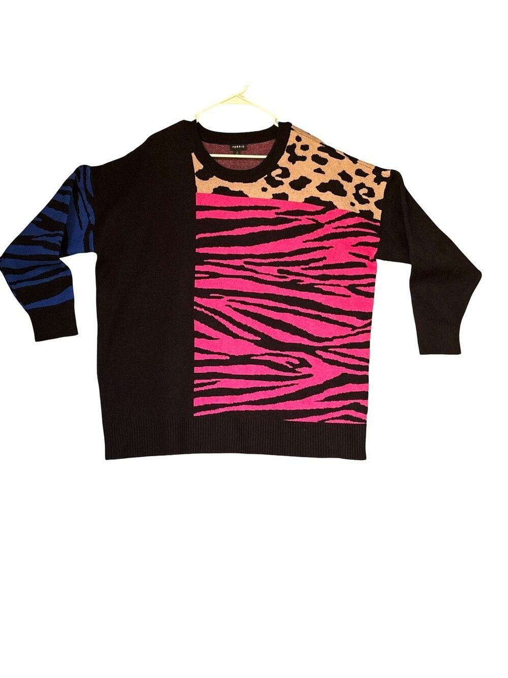 Torrid Black Pink Knit Sweater, Crew Neck, Long Sleeves 2X (XXL)